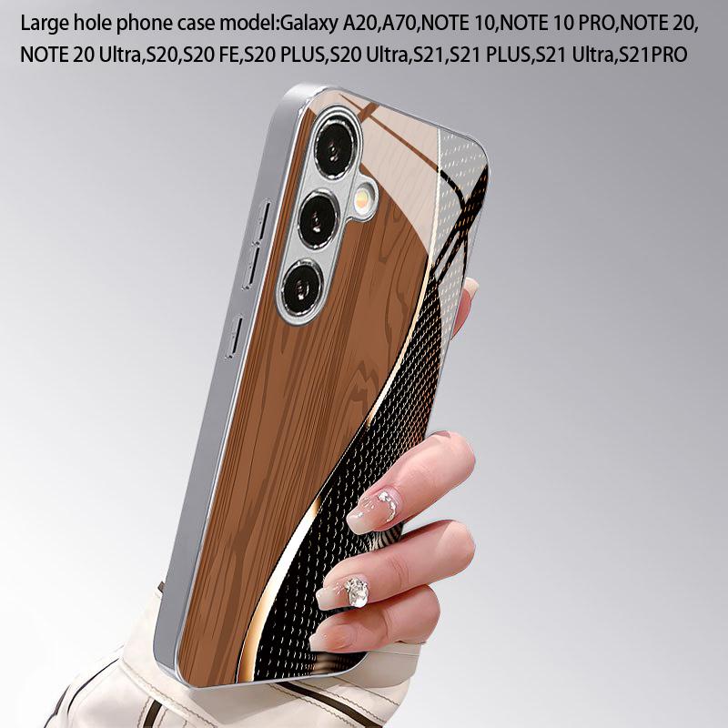 Коричневый Чехол для Телефона с 2D Рисунком Деревянная Сетка для Samsung S26 S25 S24 S23 S22 S21 S20 A56 A36 A16 Электрооцинкованный Стеклянный Защитный Чехол