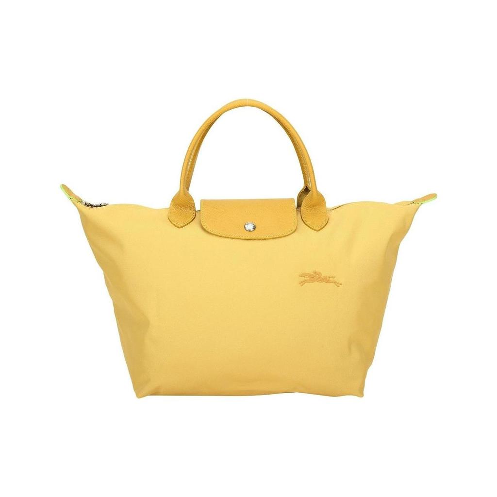 Longchamp Le Pliage Однотонная Вышитый Логотип Застежка-кнопка Переработанный Полиамид Канва Сумка-пельмень Средняя Женская сумка-тоут Желтый 1623919A81