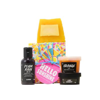 Lush Привет, Солнышко - Подарок (Лайм Баунти 50 г, Апельсин 130 г, Слива Дождь 100 г, Цедра лимона (вес влаги) 100г)