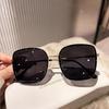 New Tea Sunglasses for Women Luxury Large Frame UV Resistant Designer Sun Eyeglasses High-end Driving Shades