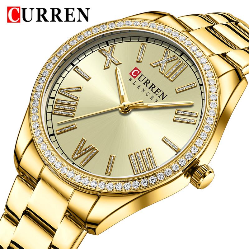 CURREN Fashion Women Watch Top Brand Luxury Lady Girl Wristwatch Stainless Steel Bracelet Waterproof Female Clock Gift 9088
