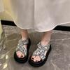 National Style Stepping On Shit Sandals Female Internet Celebrity 2025 New Summer Wear Comfortable Thick Sole One Pedal Beach Roman Shoes