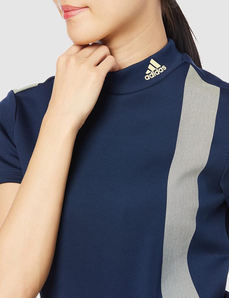 Adidas Golf Большая футболка поло с коротким рукавом и высоким воротником в университетском стиле, Логотип, Футболка, Женская, Темно-синий, J/M