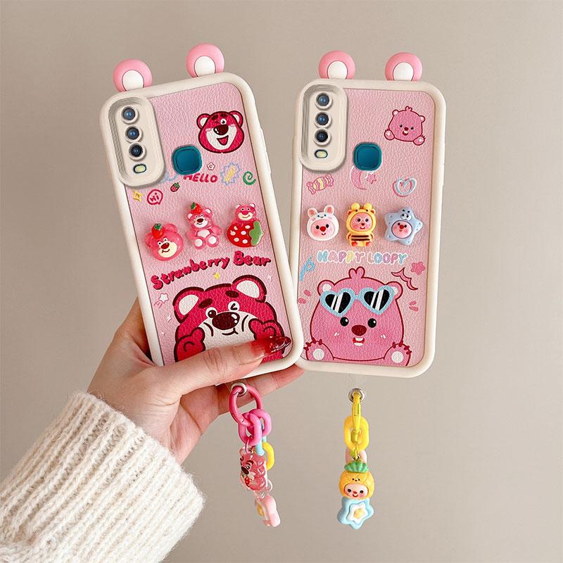 KEYSION Милый чехол с 3D-мультяшным изображением уха для VIVO Y17 Y15 Y12 с браслетом, мягкий силиконовый противоударный чехол для телефона VIVO Y11 2019