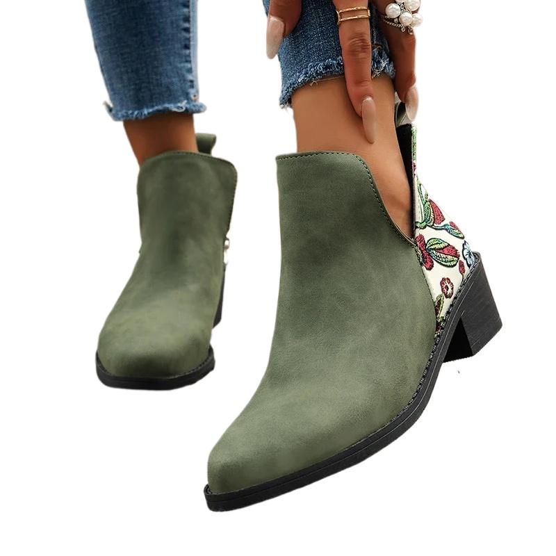 Мода 2024 года, горячая распродажа женской обуви, женские ботинки с боковой молнией, модные современные ботинки с принтом, женские сексуальные ботильоны с острым носком больших размеров