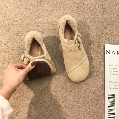 Повседневная женская обувь Ботинки из хлопка с круглым носком и мягкими мокасинами Меховая женская обувь Зимние мягкие кожаные теплые женские ботинки