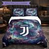 Juventus FC Pattern 3 Pieces Bedding Set Soft Microfiber Duvet Cover with Pillow Cases for Bedroom