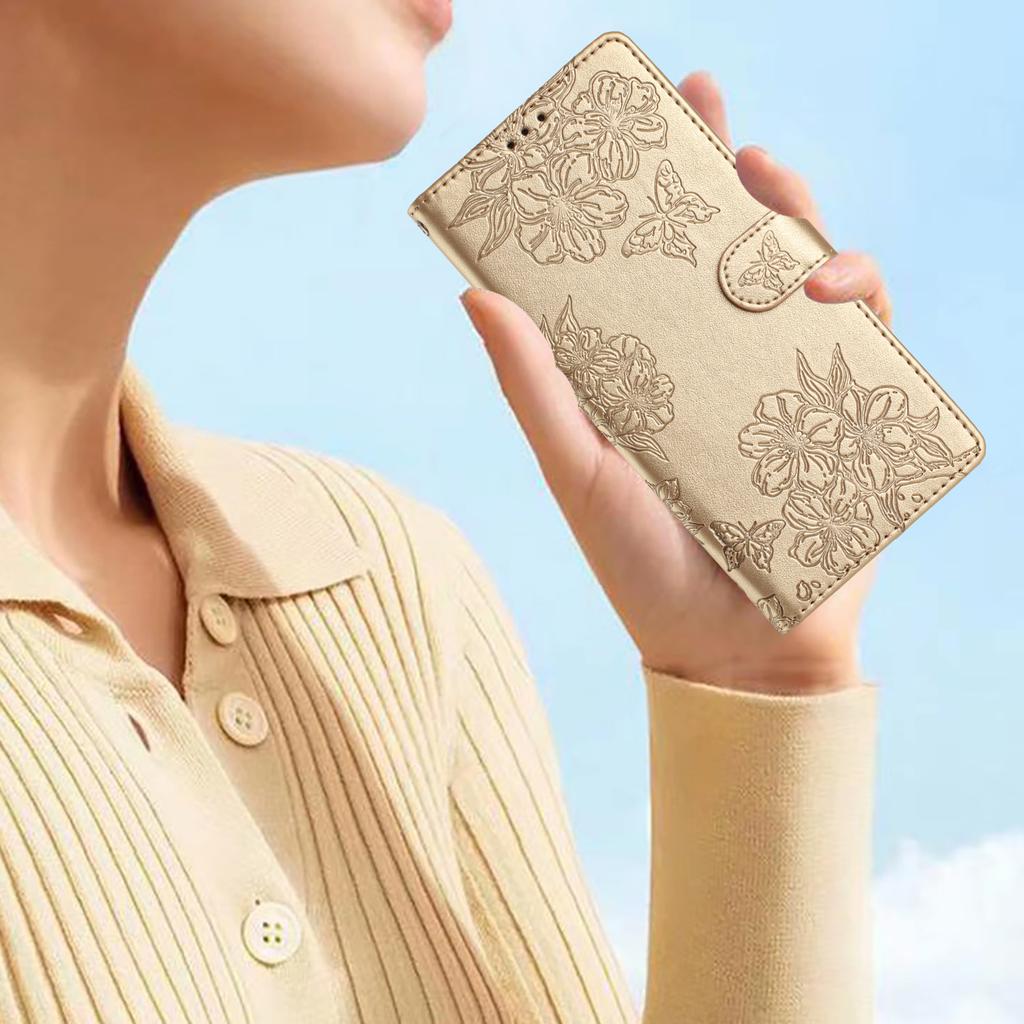 Чехол-кошелек из ПУ-кожи с рисунком «Цветок-бабочка» для Xiaomi Redmi Note 13 5G, противоударный