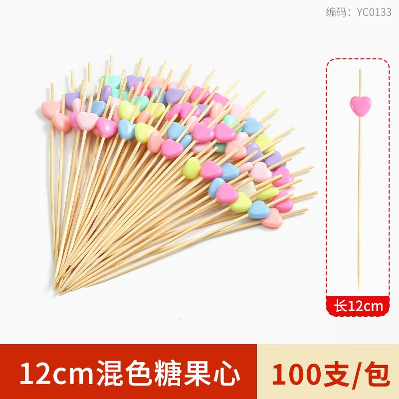 100pcs Disposable Fruit Stick Creative Art Bamboo Stick Cocktail Dessert Burger Decor Disposable Toothpick Home Store Supplies