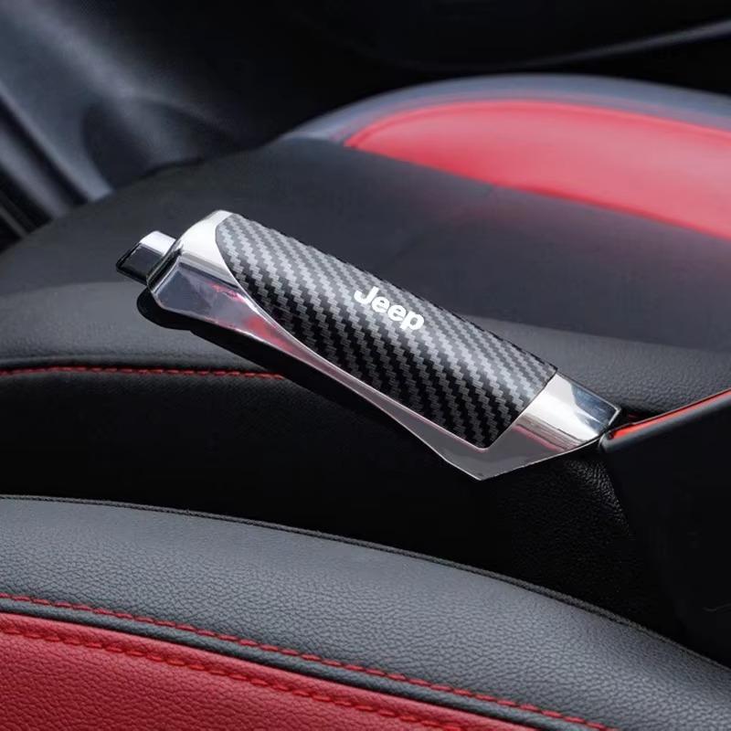 Jeep Carbon Fiber Car Handbrake Cover Protector Grip Sleeve for Renegade Wrangler JK JL Grand Cherokee Compass Auto Accessories ALP1