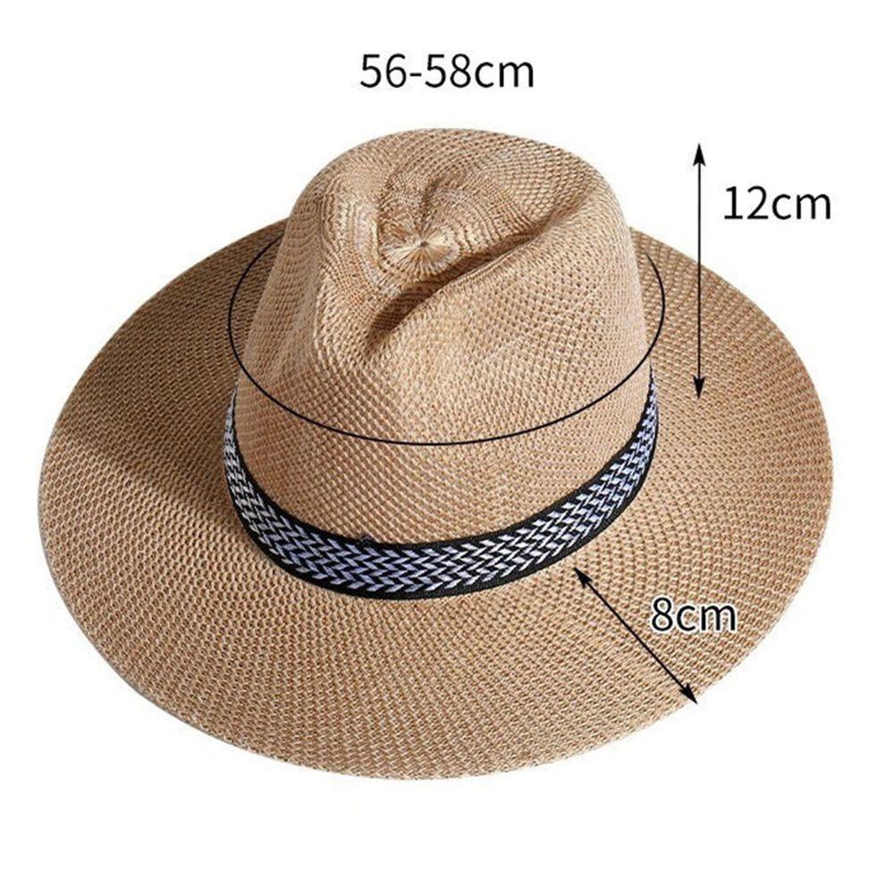 Beach Travel Male Dad Bowler Hat Middle-aged Men Straw Hat Old Man Sun Hat Solid Color Panama Hat