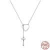 S925 Sterling Silver Sweet Key of Heart Lock Link Chain Necklaces & Pendants Women Luxury Sterling Silver Jewelry