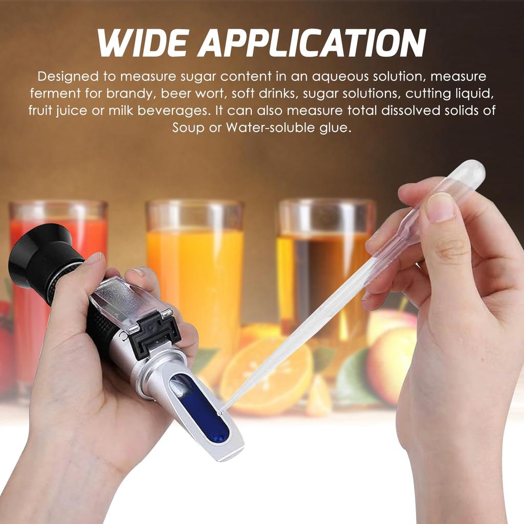 TEKCOPLUS Brix Automatic Temperature Handheld Refractometer for and Home Includes a Free USB LED Light and Japanese Instruction Manual Refractometer,