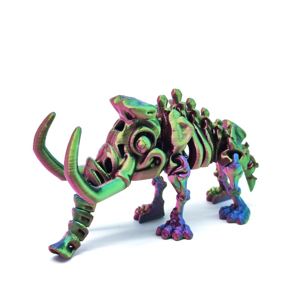 3D Printed Fully Articulated Mammoth Skeleton Model – Desktop Ornament