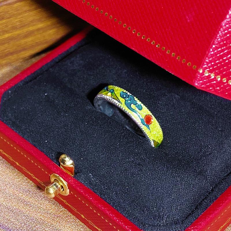 Синее эмалевое кольцо с цветком-каплей масла, бантом и звездой, женское нишевое кольцо высокого класса, легкая роскошь