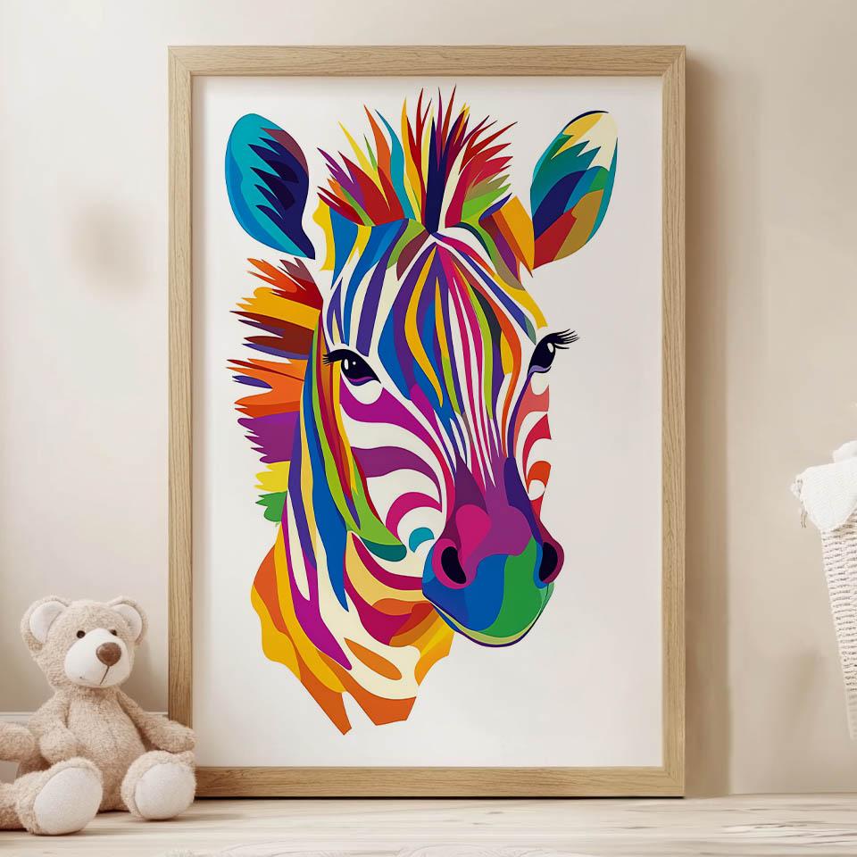 Plakat Tęczowa Zebra Plakat Tęczowa Zebra, 30X40 Cm, Bez Ramy, Papier Matowy 230 Gsm