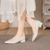 Fashion Spring and Summer Soft Leather Two Wear Thick Heel Women's High Heels Work Shoes Comfortable Pointed Shallow Mouth Single Shoes