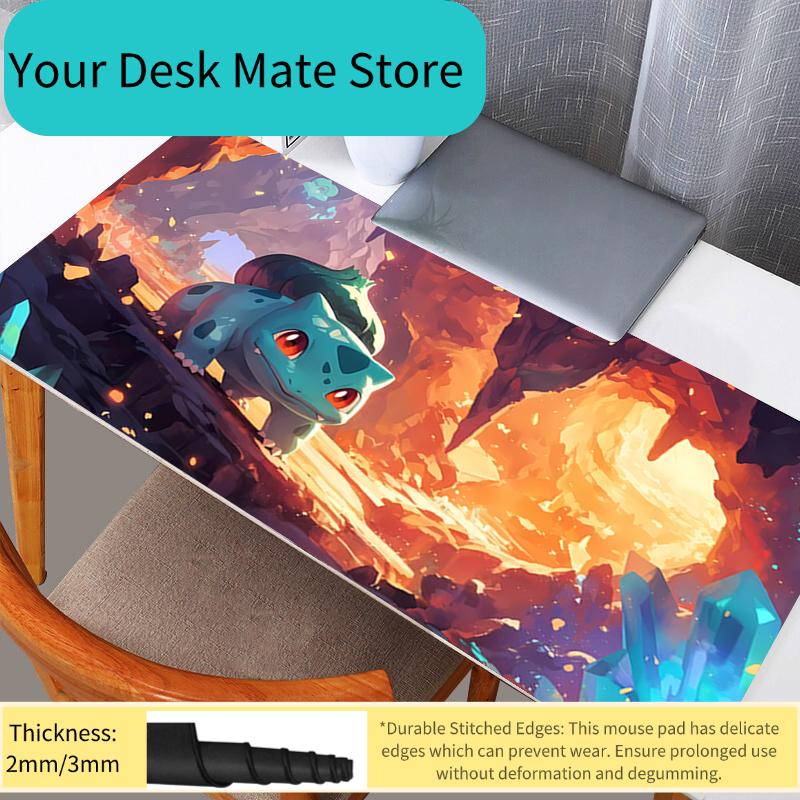 Sunny Pikachu and Bulbasaur Desk Pad Kawaii Anime Gaming Mouse Mat