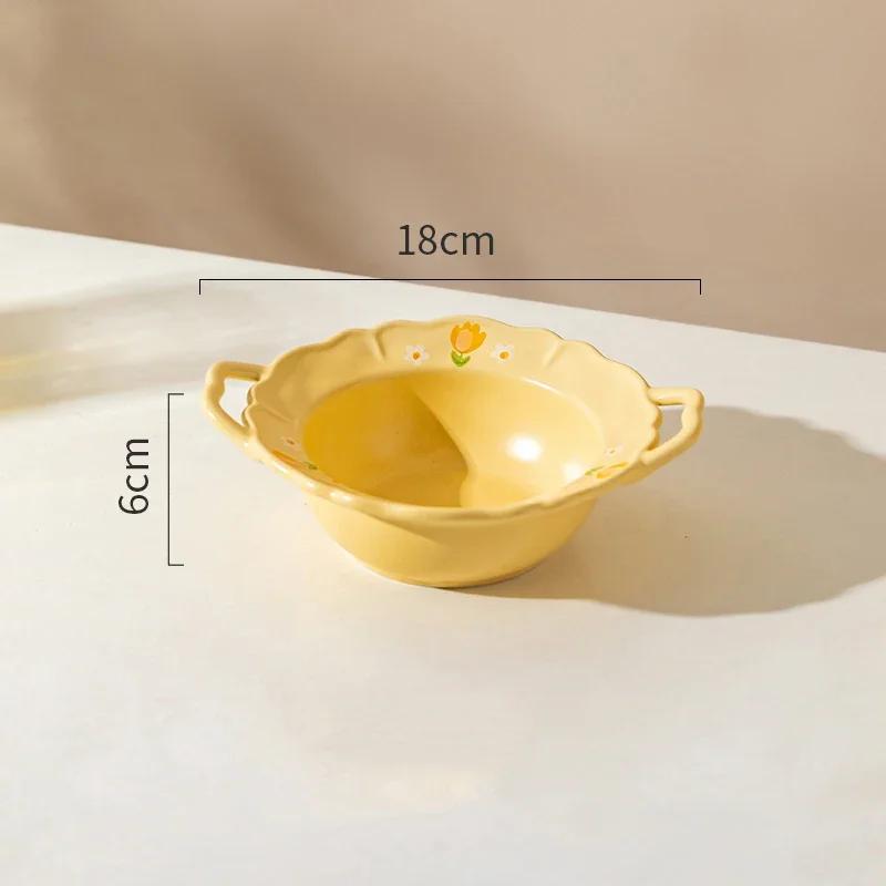 Ретро Цветочная Керамическая Тарелка Модная Креативная Вкусная Суповая Чаша Домашняя Послеобеденная Чашка Десерт Фруктовые Тарелки Изысканная Рыбная Тарелка