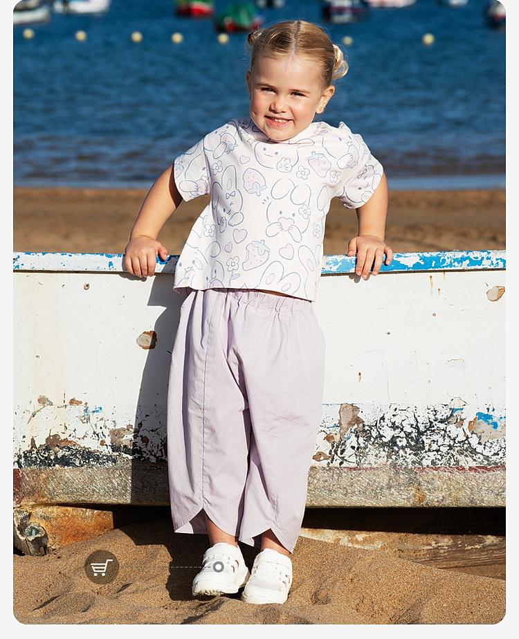 David Bella children's short sleeved T-shirt, girls' pure cotton base shirt, summer clothes, female baby antibacterial top