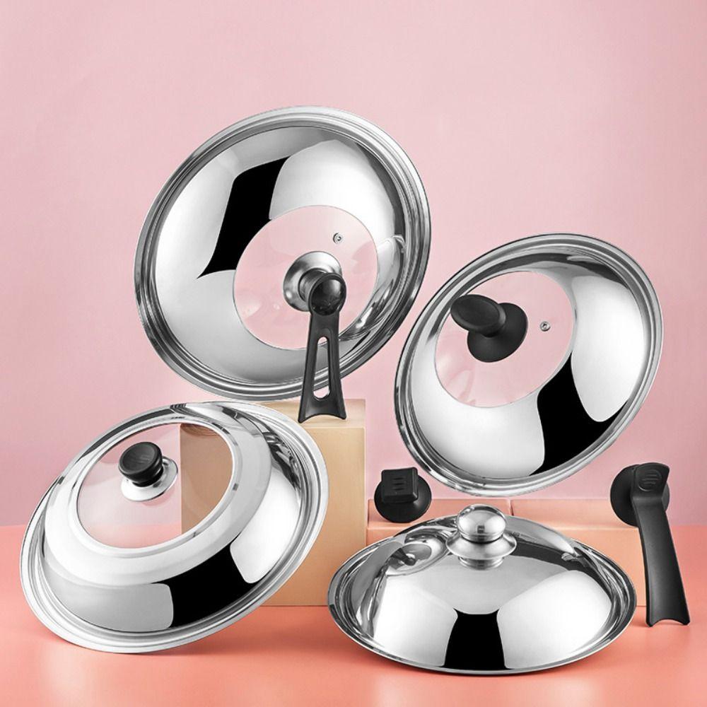 28/30/32/34/36/38CM Wok Cover Universal Frying Pan Lid Stainless Steel Visible Pot Lid Household