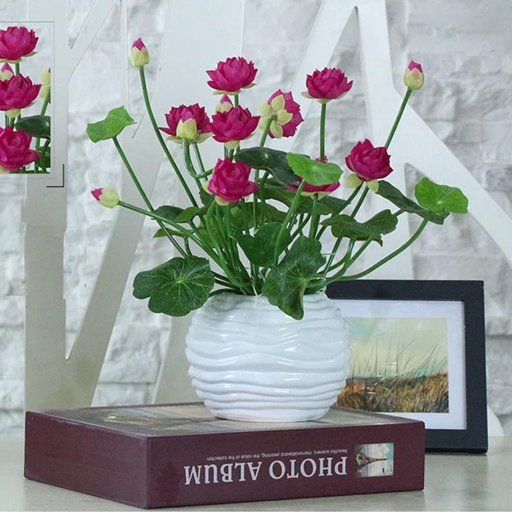 Lifelike Artificial Lotus Flower Plastic Simulation Lotus Fake Flowers Mini Silk Lotus Fish Tank