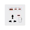 Universal 3/5Pin Smart Socket With 20W Fast Charging Type-C Port,UK Plastic Electrical Wall Double USB Power Outlet AC 110V-250V
