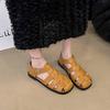 Retro Woven Baotou Sandals Women's Summer 2025 New Fashion Hollow Pig Cage Shoes Flat-soled Soft-soled Casual Roman Shoes