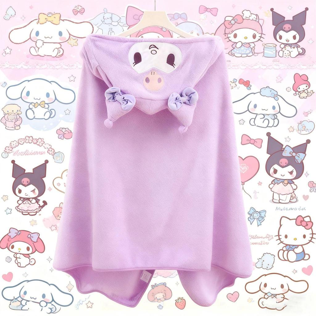 Cute Pet Hooded Nap Blanket: Versatile Plush Shawl for Office & Home