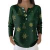 Women's Fashion Long Sleeve Christmas Snowflake Print Top Elegant Casual Top