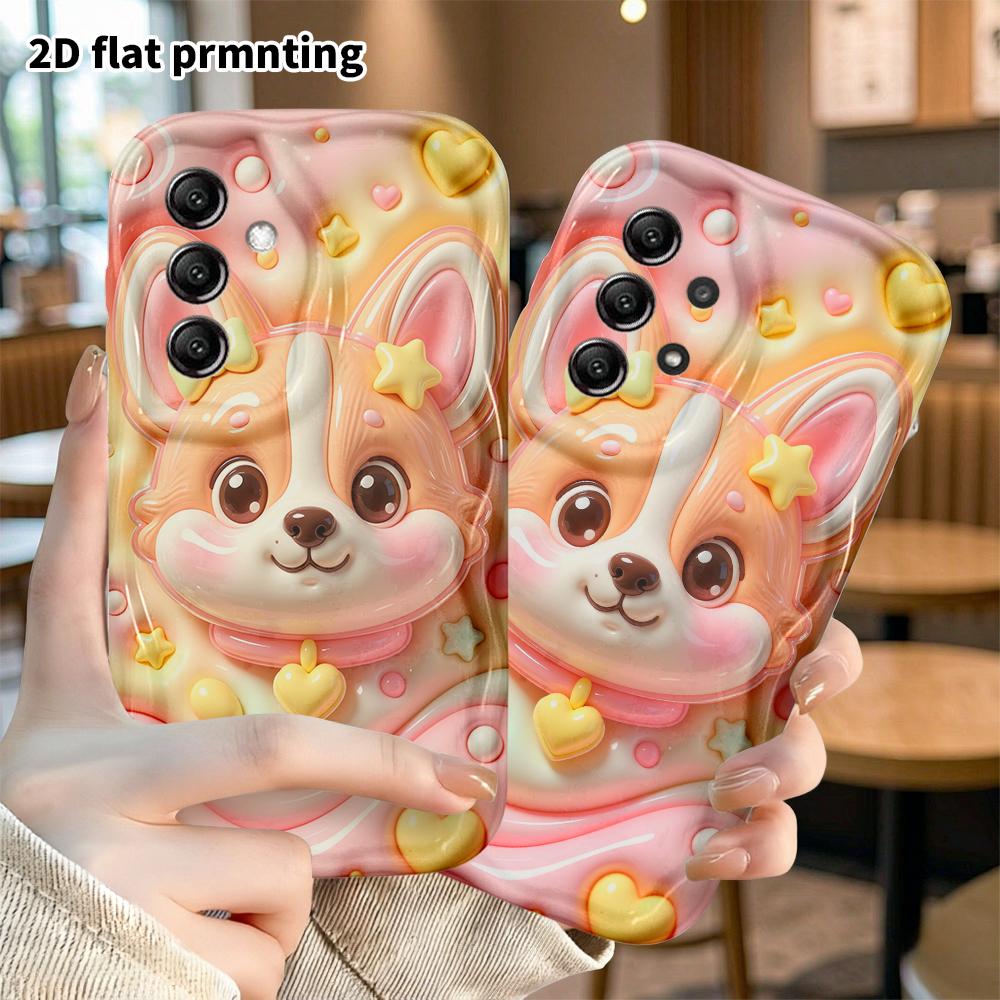Phone Case: 2D flat design suitable for Samsung Galaxy A34 A35 M05 M06 S20 S22 S21 FE Plus 5G protective case, Corgi puppy, perfect Christmas and Hall
