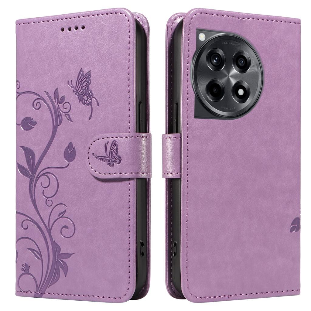 For OnePlus 12R 5G/Ace 3 5G PU Leather Cases Flower Pattern Wallet Stand Phone Cover with Strap
