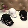 Hanhua Embroidered Baseball Hat Women's Plum Blossom Outdoor Long Side Sunshade Hat Adjustable Sports Hat