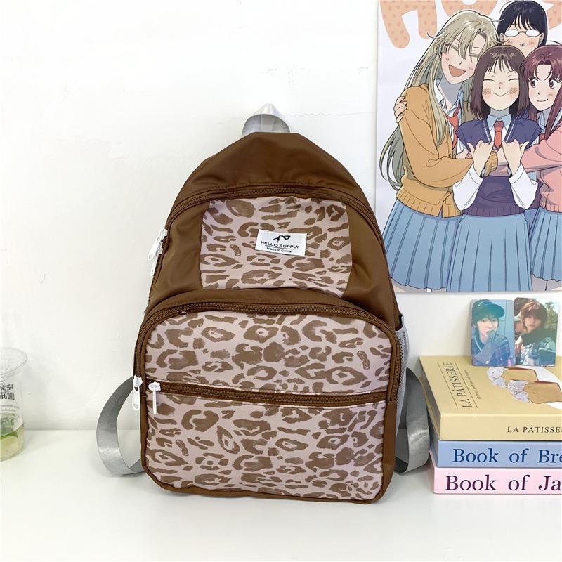 Schoolbag high value Korean version design sense leopard print primary school students backpack commuting casual versatile fresh summer lightweight