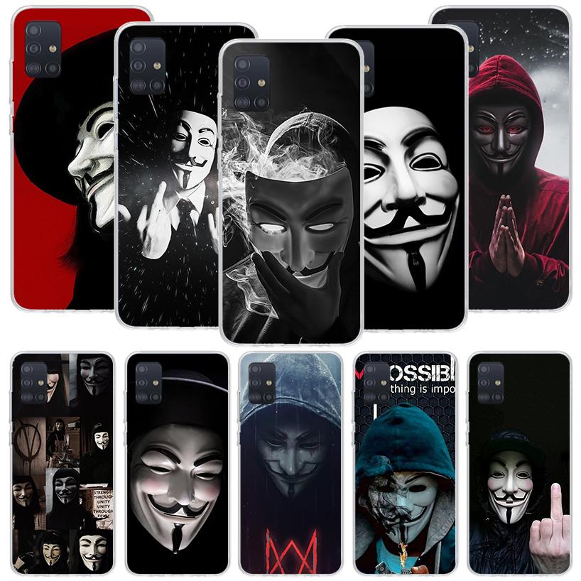 Anonymous V Mask Phone Case For Samsung Galaxy A52 A32 A22 A12 A02S A50S A30S A51 A31 AA71 Note 20 Ultra 10 S10 Plus Galaxy A52