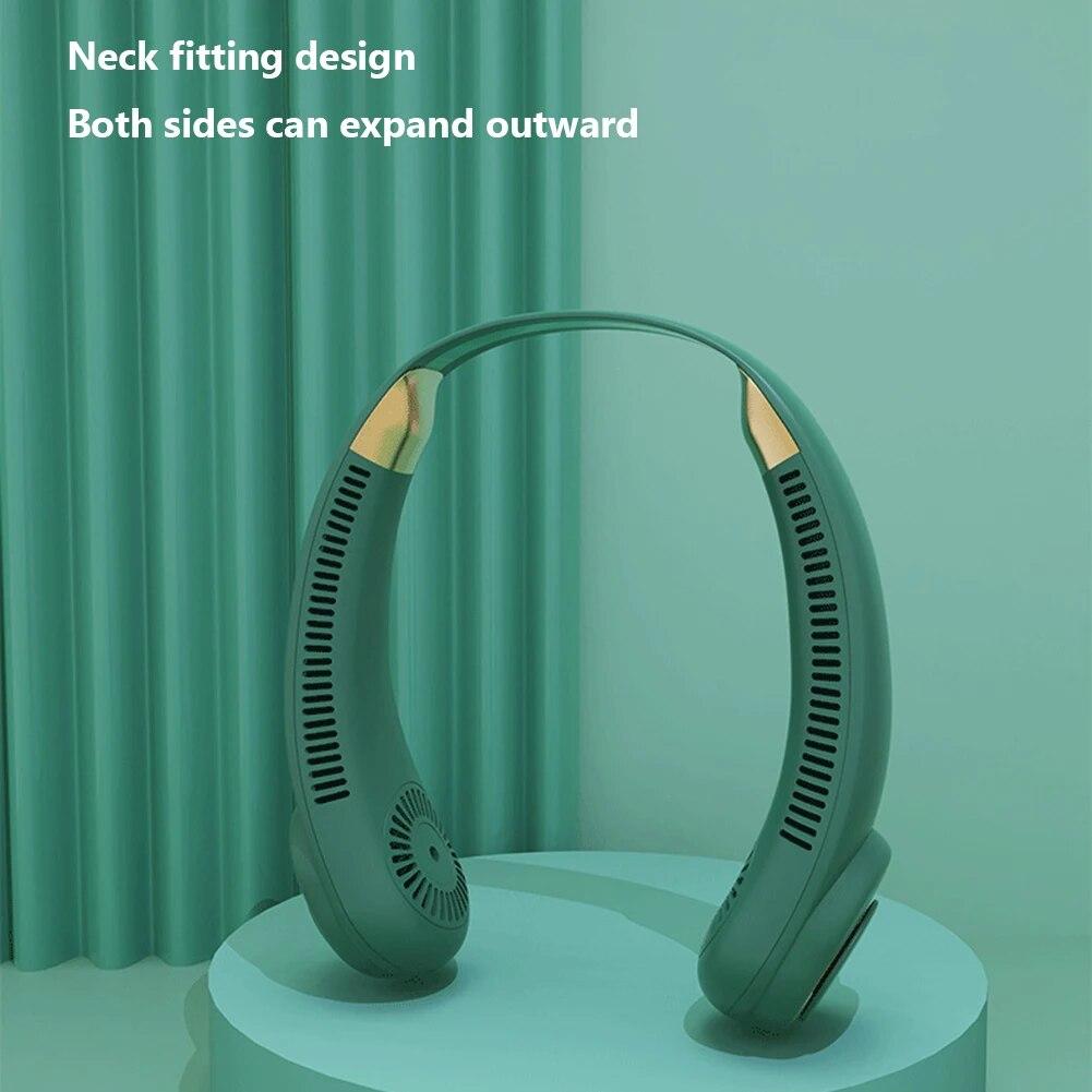 2024 Новый безлопастный вентилятор для шеи Перезаряжаемый портативный охлаждающий вентилятор 3-скоростной бесшумный охладитель для ленивой шеи 3000 мАч Мини-вентилятор для летних видов спорта