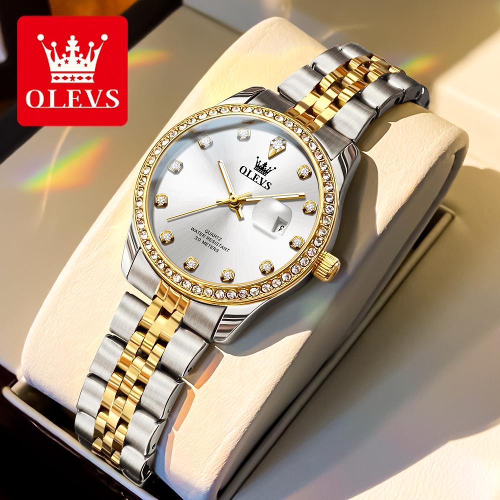 OLEVS Watches Woman Original Elegant Quartz Wristwatch Waterproof Luminous Date Ladies Watch Gifts Box Reloj 3629