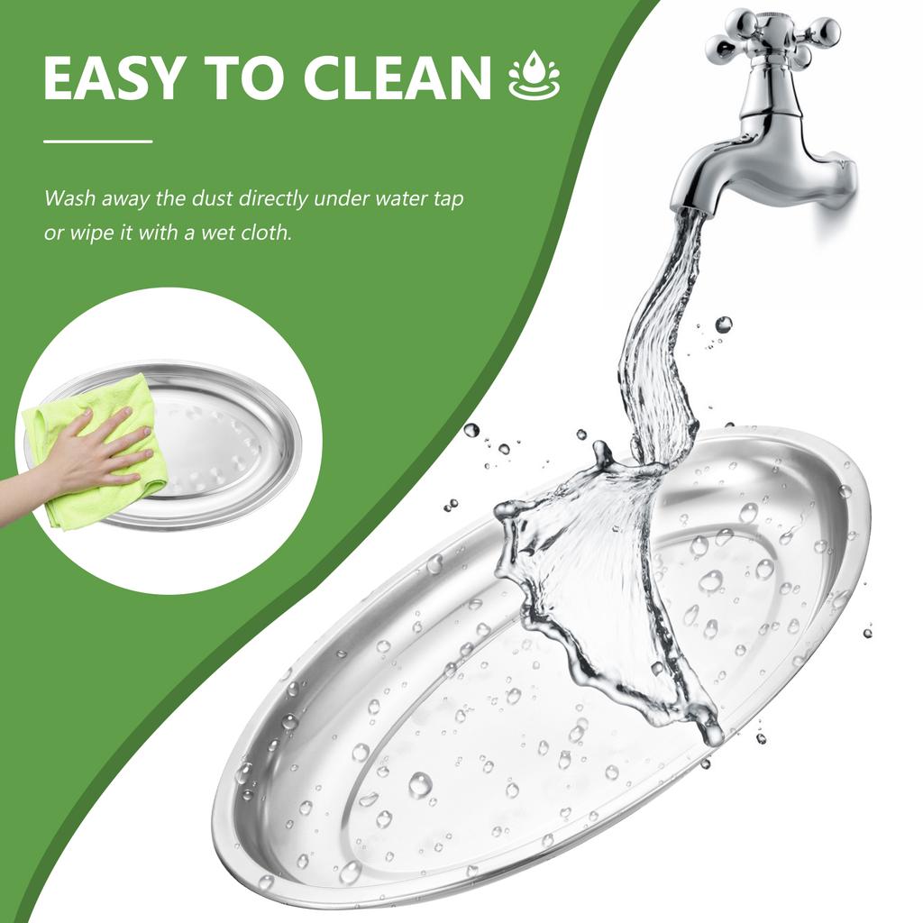 26cm Stainless Steel Oval Sizzle Platter Serving Platter Appetizer Dinner Plate Dishes For Home Restaurant