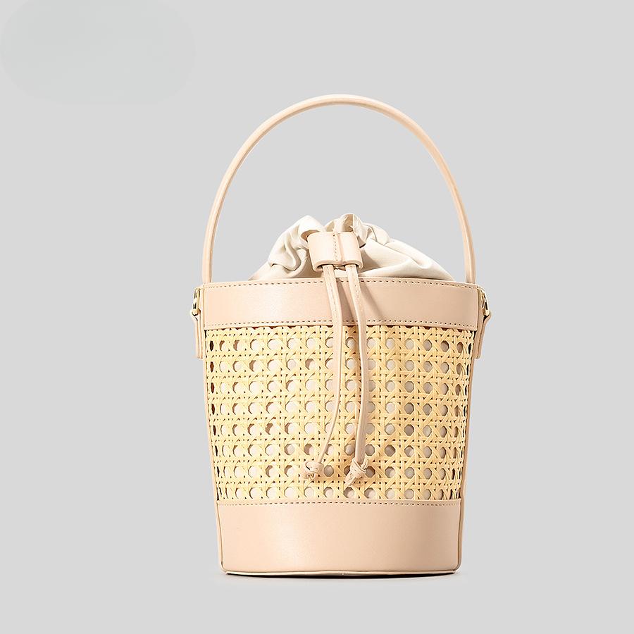Сумка-ведро из ротанга ручной работы, женская сумка-скелет на шнурке для отдыха на берегу моря, сумка через плечо