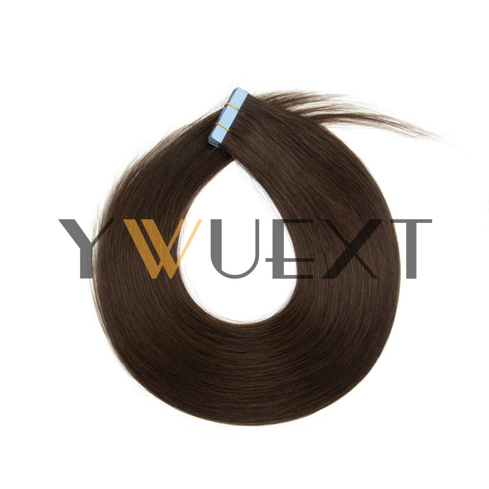 YWUEXT Tape in Human Hair Extensions 12-20 Inches Seamless PU Skin Weft Tape Hair Natural Straight 20pcs/pack 30G Tape Glue