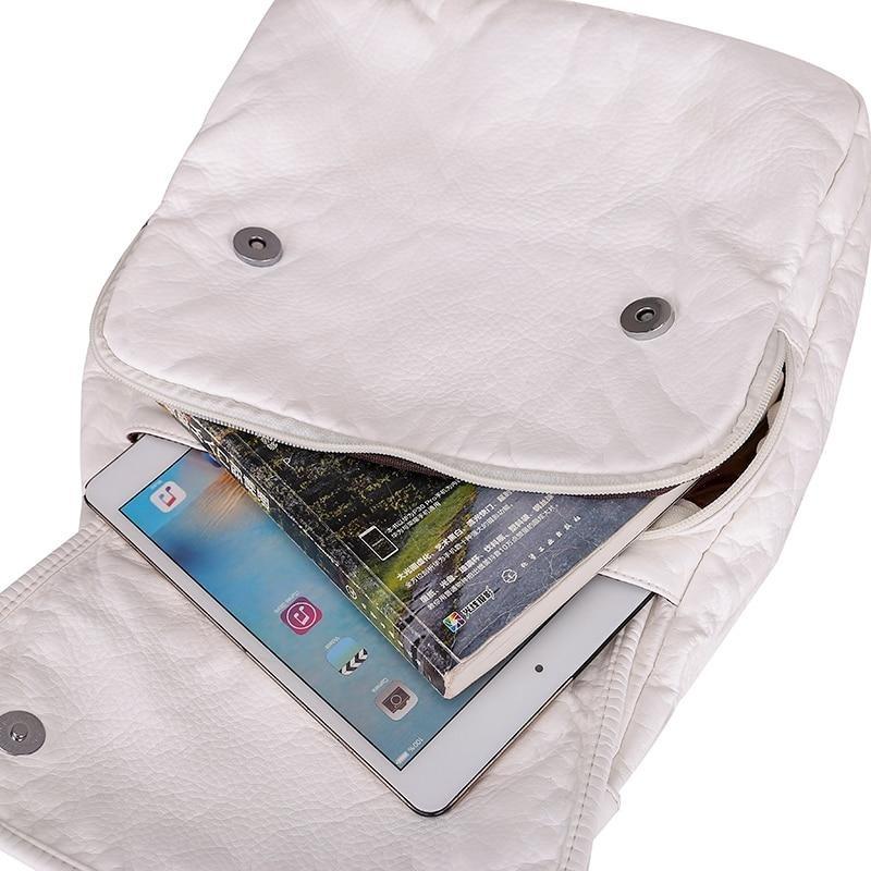 Многофункциональные белые рюкзаки, модный мытый мягкий рюкзак из искусственной кожи с защитой от воров, школьная сумка большой вместимости для девочек-подростков