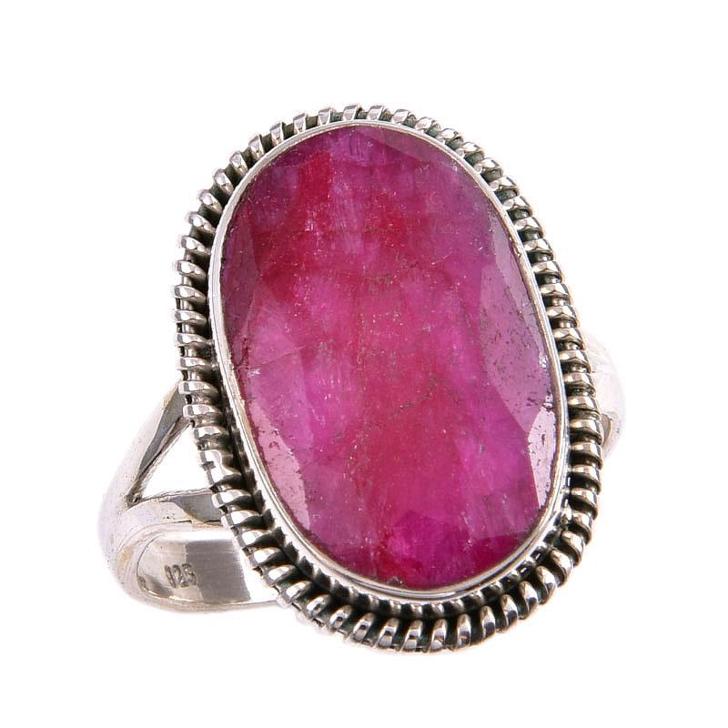 Red Ruby(Simulated) Gemstone Handmade 925 Sterling Silver Gift Ring S.9.5 F3e18