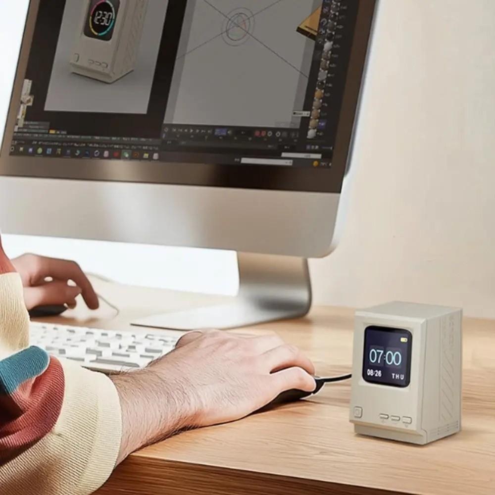 Новые ретро-компьютерные лирические колонки-часы Мини-компьютерные настольные цифровые часы Настольное украшение Портативная колонка