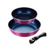 Stack Plus Blue Diamond Coated IH Compatible 3-Piece Cookware Set A, Red, HB-5625