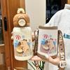 Детская термобутылка с капибарой, с трубочкой и веревкой для переноски, для школы и путешествий