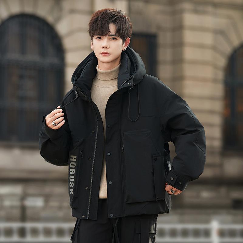 Down Jacket Men's Short Winter Winter Winter Hooded Casual Warm Cold Duck Down Handsome