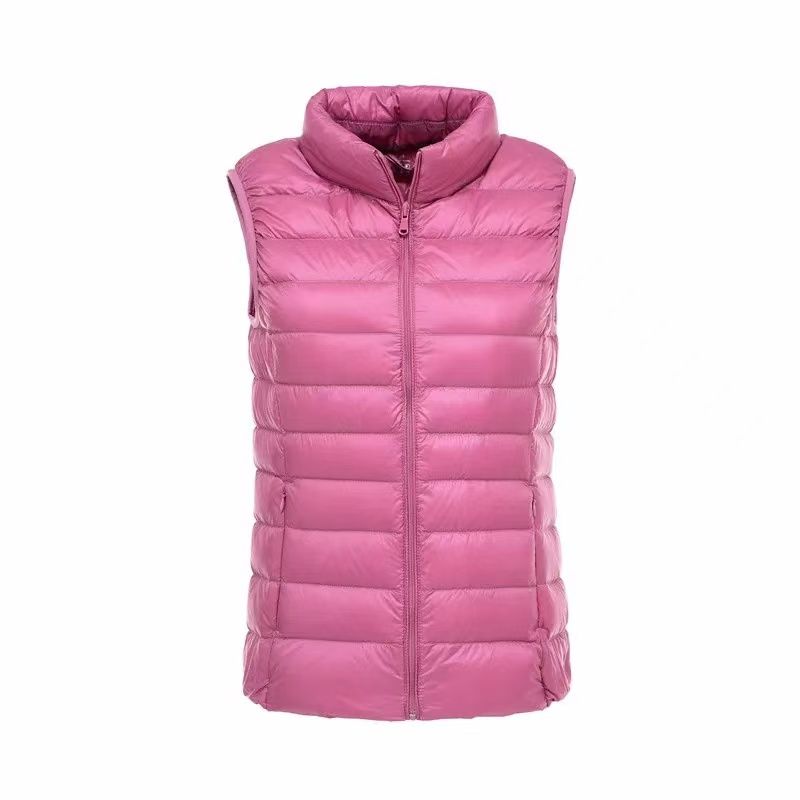 Легкий однотонный женский пуховый жилет, короткий жилет, жилет с воротником-стойкой, легкие пальто на 90% из белого утиного пуха, куртка