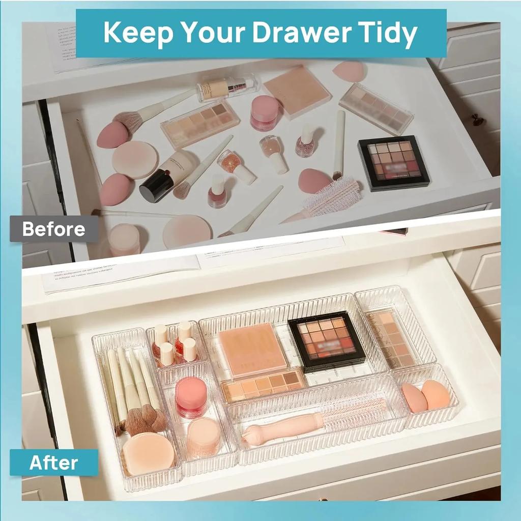 Desktop Drawer Style Storage Box Made of Acrylic with Built-in Stationery/cosmetics, Desk for Organizing and Bathroom Storage