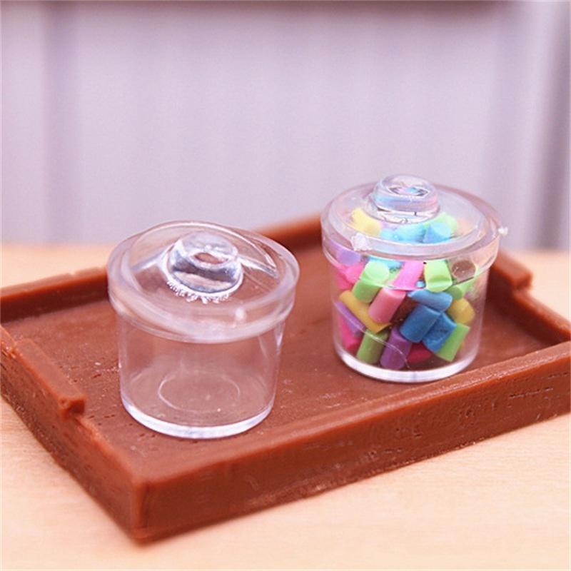 2шт 1:12 кукольных мини-бутылок для сахара, банка для приправ и специй с крышкой, кухонный декор