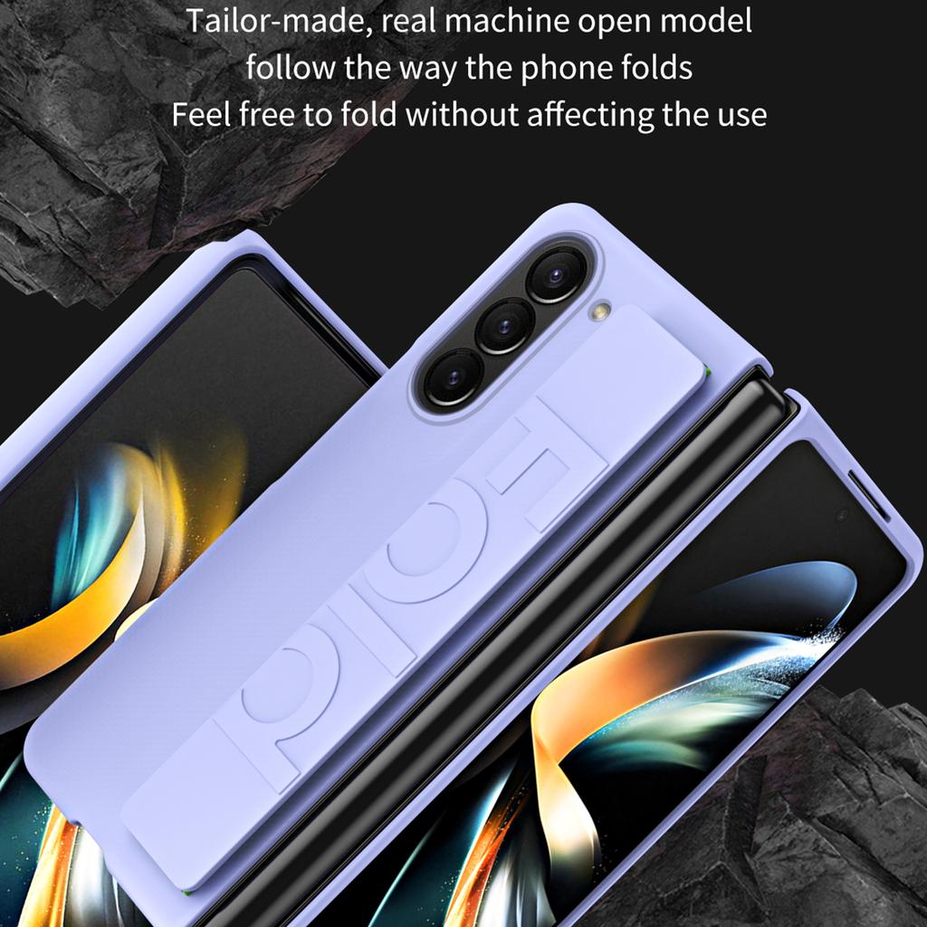 Для Samsung Galaxy Z Fold6 5G Чехол Skin-Touch из ПК с защитой от отпечатков пальцев и эластичным ремешком на запястье